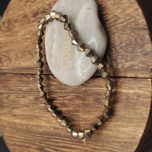 B2919 diamond cut bronze tone beaded bracelet viking aesthetic‎